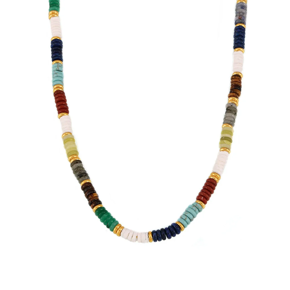 Wholesale Handmade Electroplated Stainless Steel And Natural Stone Abacus Bead Necklace And Bracelet Set For Women - Image 5
