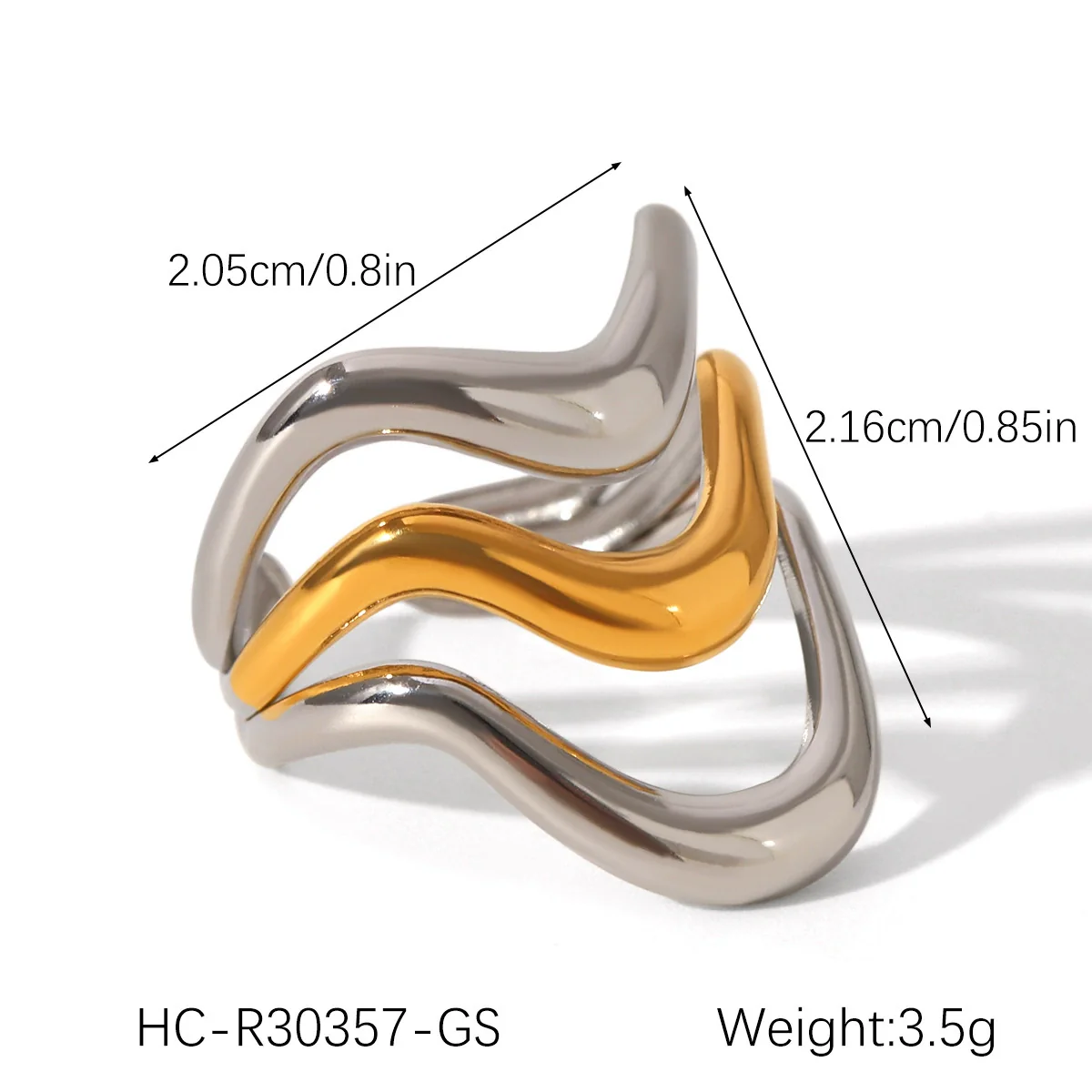 Wholesale Handmade Electroplated Stainless Steel Irregular Geometric Open Ring For Women - Image 6