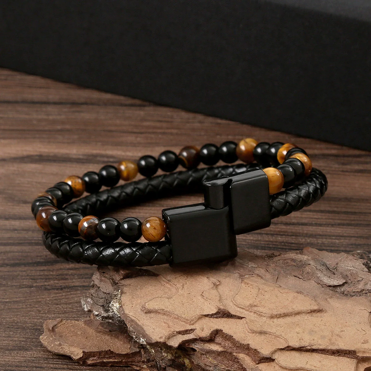 Wholesale Handmade Jewelry Accessories Alloy Tiger Eye Stone Bracelets With Star Pattern And Electroplating For Men And Women - Image 3