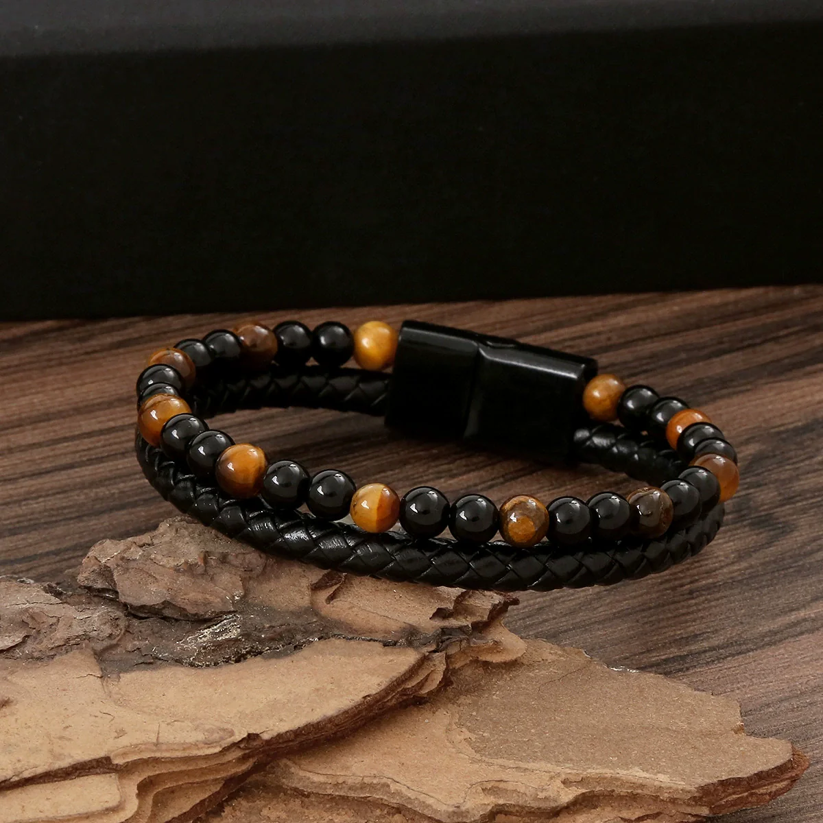 Wholesale Handmade Jewelry Accessories Alloy Tiger Eye Stone Bracelets With Star Pattern And Electroplating For Men And Women - Image 4