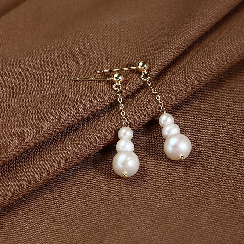 Wholesale Handmade Natural Freshwater Pearl Earrings With Tassel Minimalist Style For Women Nearly Round And Rice Shape Droplet Shape - Image 3