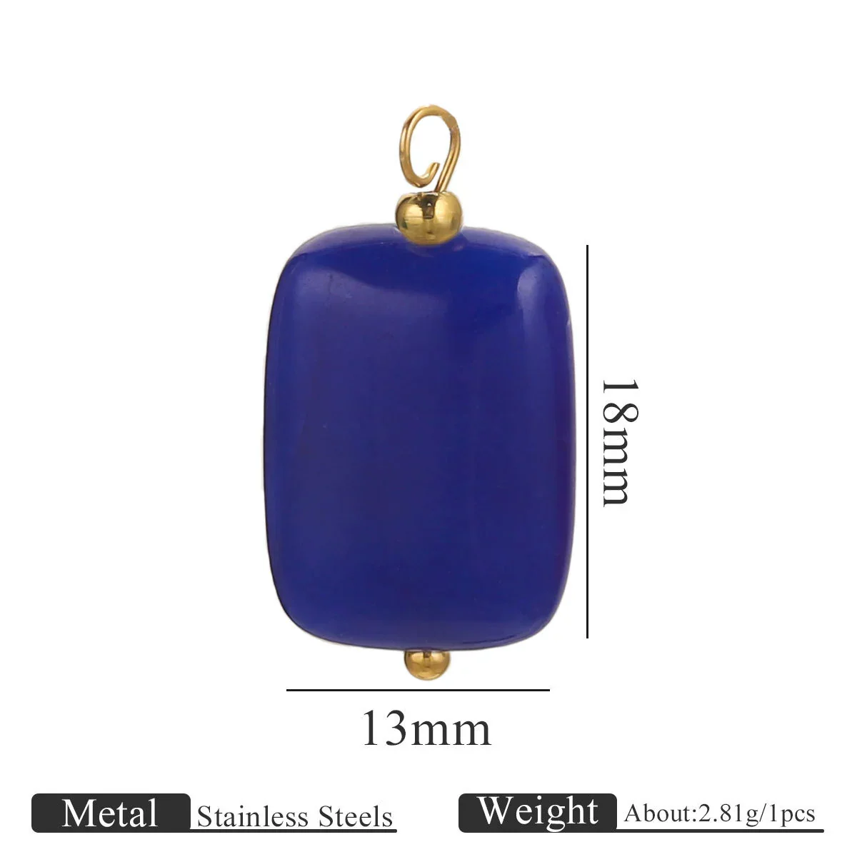 Wholesale Handmade Stainless Steel And Natural Stone Jewelry Accessories Square Pendant Curved Needle Pendant For Diy Necklace Earrings Bracelet With Electroplating - Image 10