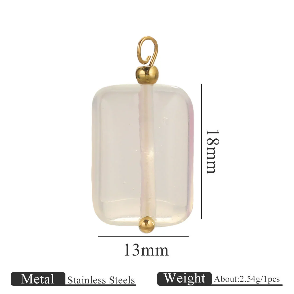 Wholesale Handmade Stainless Steel And Natural Stone Jewelry Accessories Square Pendant Curved Needle Pendant For Diy Necklace Earrings Bracelet With Electroplating - Image 11