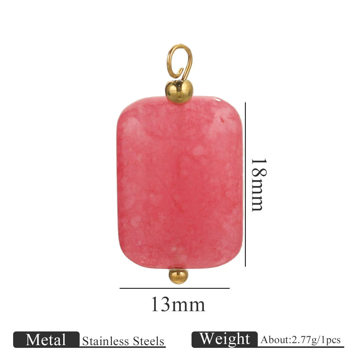 Wholesale Handmade Stainless Steel And Natural Stone Jewelry Accessories Square Pendant Curved Needle Pendant For Diy Necklace Earrings Bracelet With Electroplating - Image 12