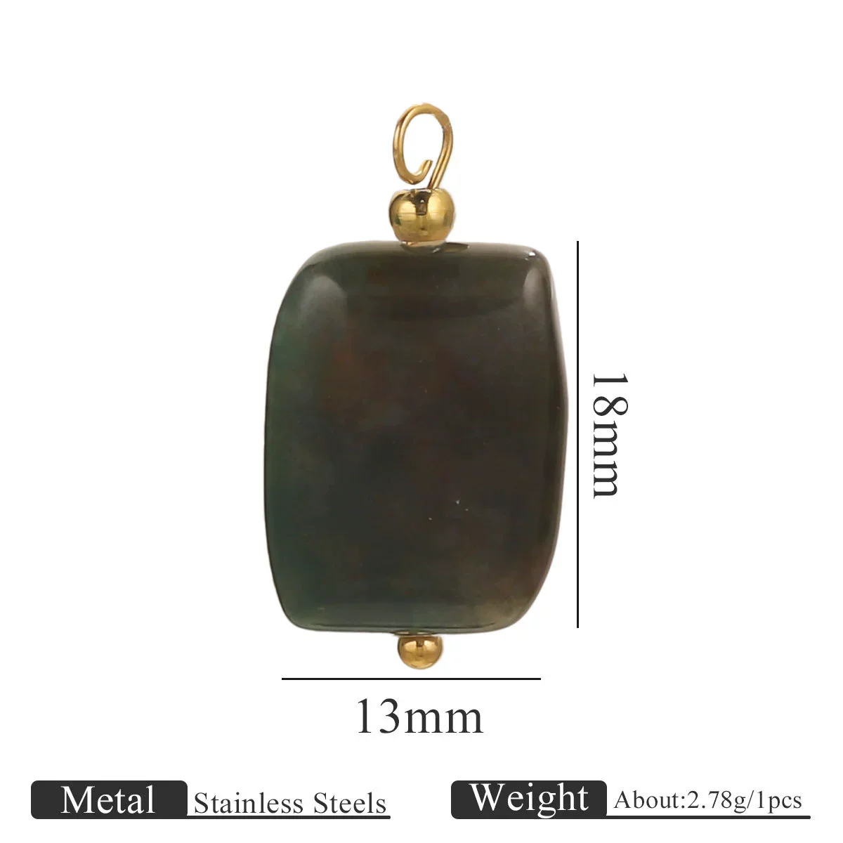 Wholesale Handmade Stainless Steel And Natural Stone Jewelry Accessories Square Pendant Curved Needle Pendant For Diy Necklace Earrings Bracelet With Electroplating - Image 14