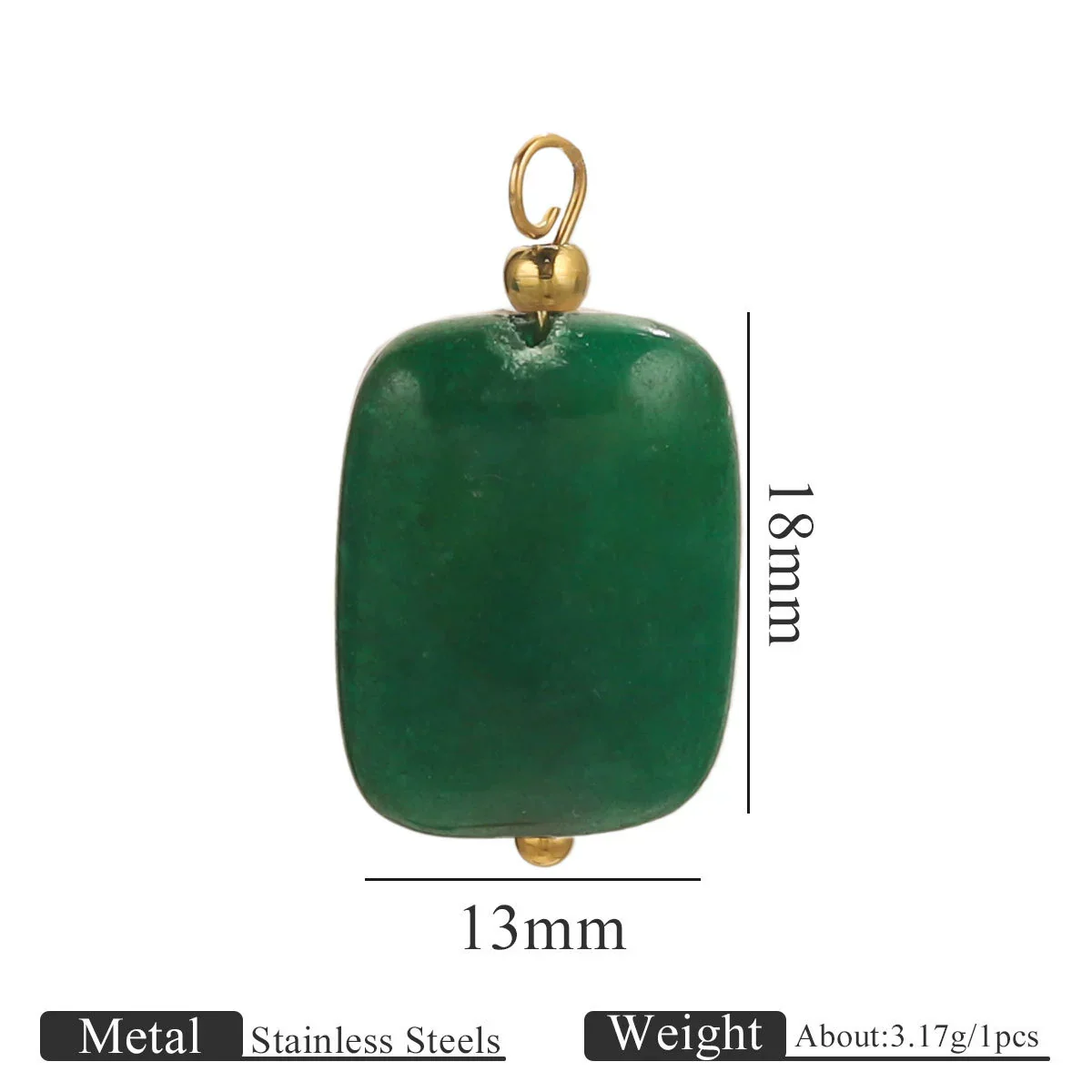 Wholesale Handmade Stainless Steel And Natural Stone Jewelry Accessories Square Pendant Curved Needle Pendant For Diy Necklace Earrings Bracelet With Electroplating - Image 7
