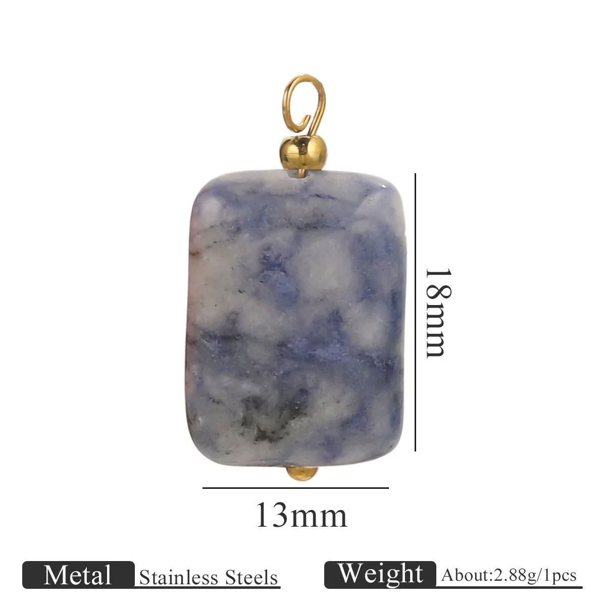 Wholesale Handmade Stainless Steel And Natural Stone Jewelry Accessories Square Pendant Curved Needle Pendant For Diy Necklace Earrings Bracelet With Electroplating - Image 8
