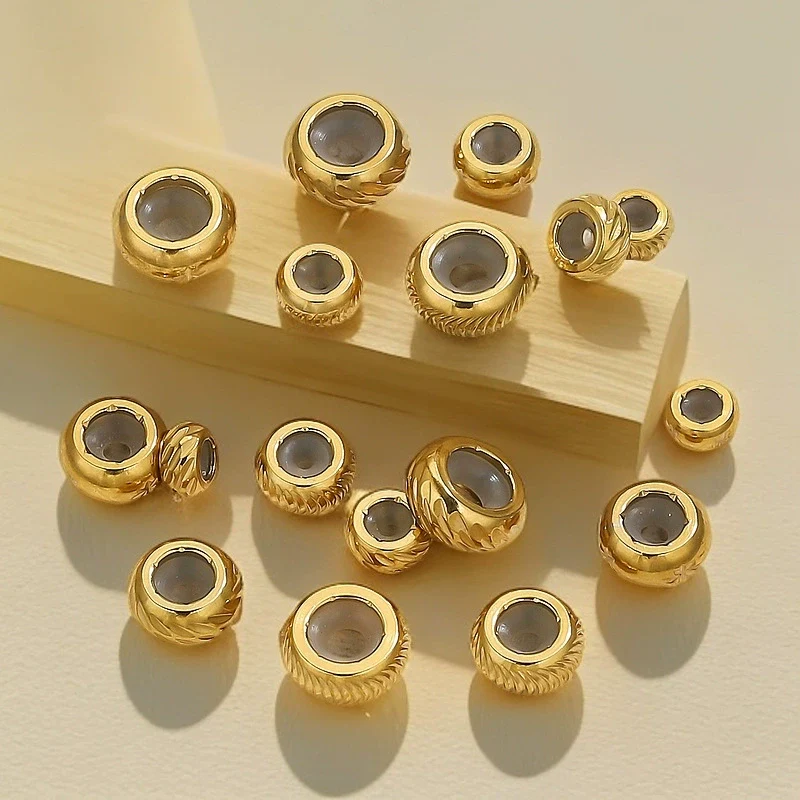 Wholesale Handmade Stainless Steel And Silicone Loose Round Beads Jewelry With Glossy Geometric Design And Electroplating - Image 4