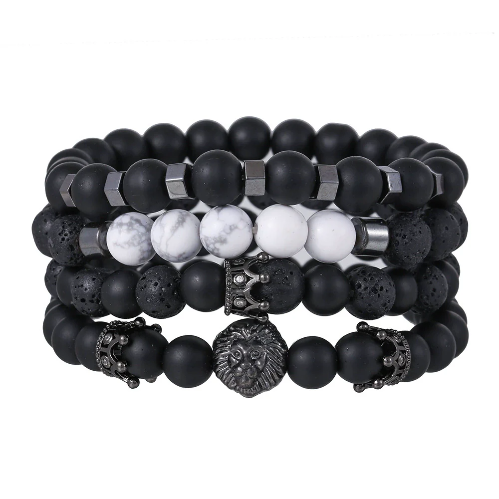 Wholesale Handmade Stainless Steel Bracelet With Black Onyx Tiger Eye Stone Black Gallstone Cross For Men - Image 23