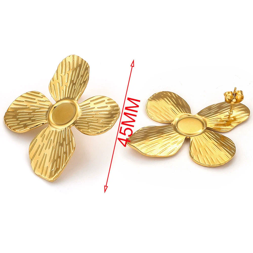 Wholesale Handmade Stainless Steel Hollow Flower Pattern Hanging Earrings Accessories With Electroplating - Image 10