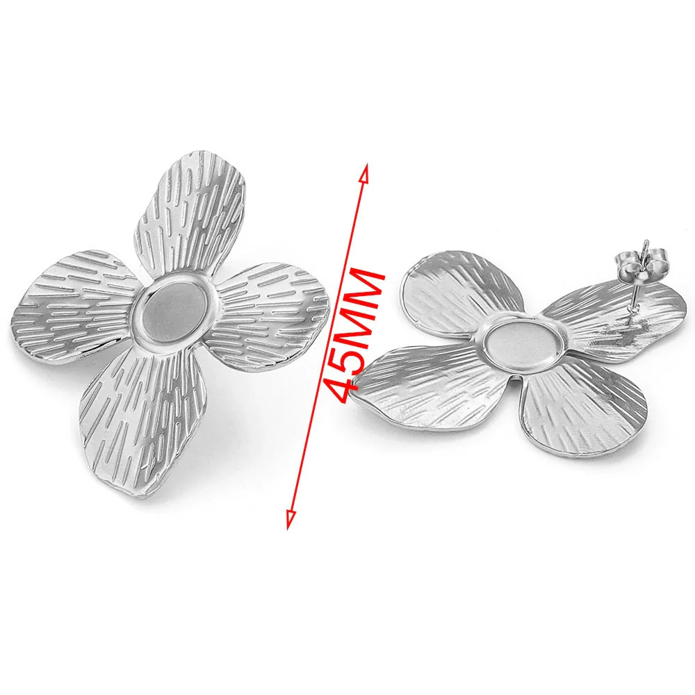 Wholesale Handmade Stainless Steel Hollow Flower Pattern Hanging Earrings Accessories With Electroplating - Image 11