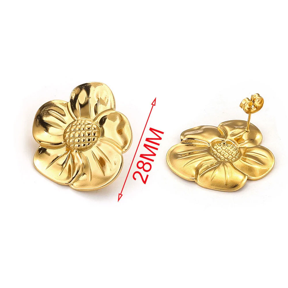 Wholesale Handmade Stainless Steel Hollow Flower Pattern Hanging Earrings Accessories With Electroplating - Image 6