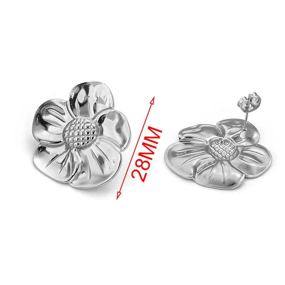 Wholesale Handmade Stainless Steel Hollow Flower Pattern Hanging Earrings Accessories With Electroplating - Image 7