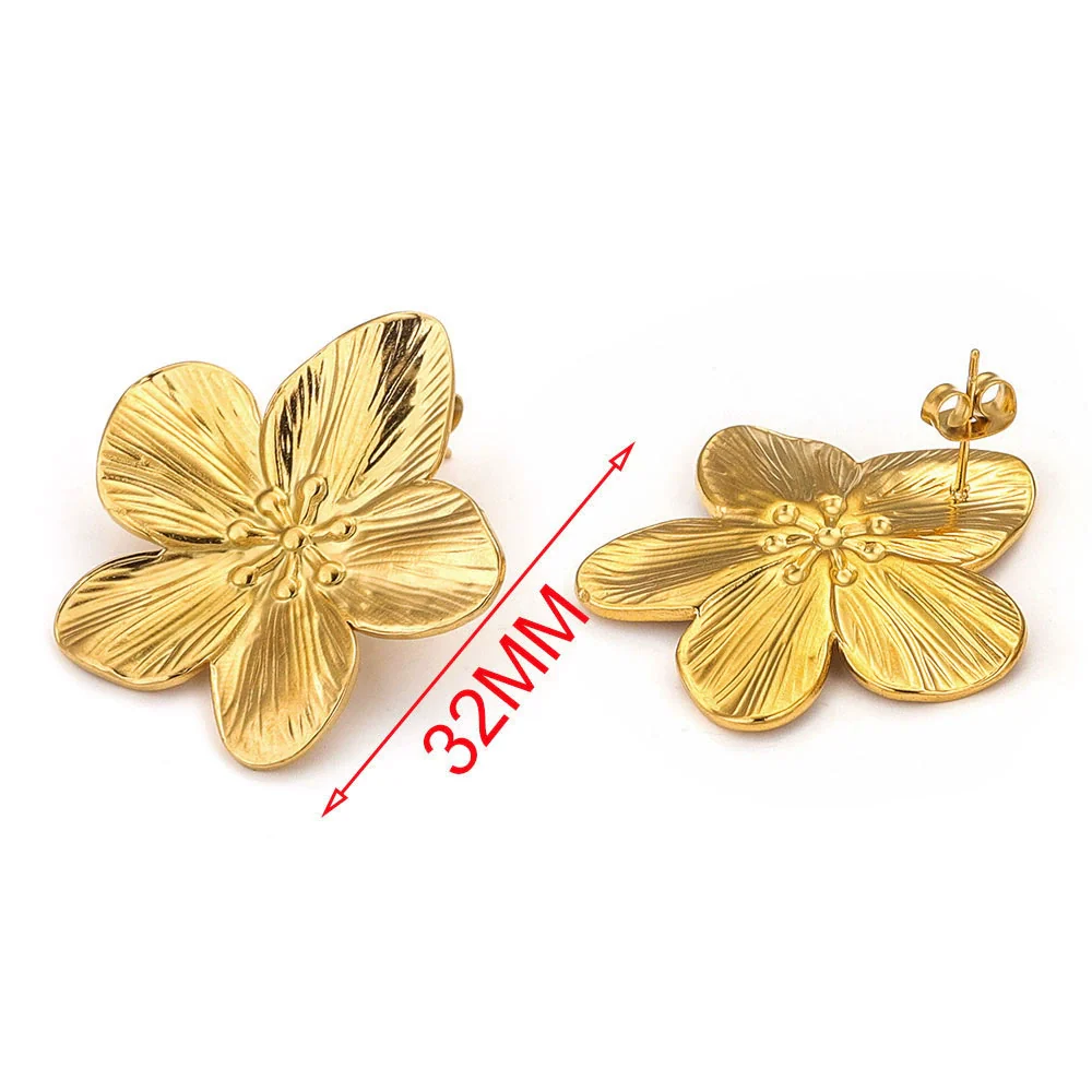 Wholesale Handmade Stainless Steel Hollow Flower Pattern Hanging Earrings Accessories With Electroplating - Image 8