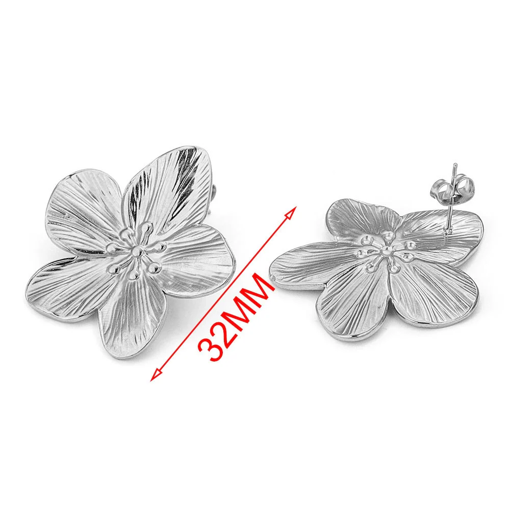 Wholesale Handmade Stainless Steel Hollow Flower Pattern Hanging Earrings Accessories With Electroplating - Image 9