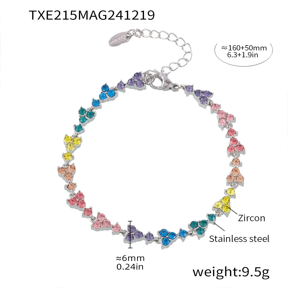 Wholesale Handmade Stainless Steel Zircon Inlaid Light Luxury Clavicle Necklace And Bracelet Electroplated - Image 12
