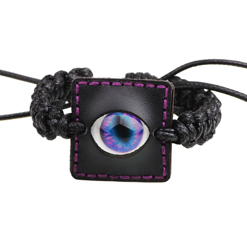 Wholesale Handwoven Leather Bracelet With Luminous Stone Devil's Eye And Leaf Pattern - Image 11