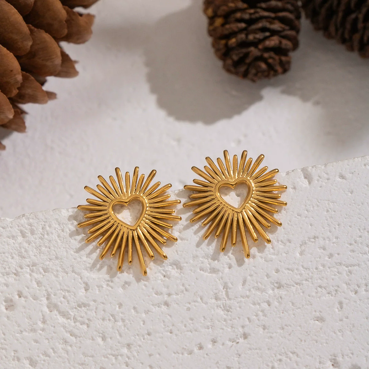 Wholesale Heartshaped Abstract Design Earrings Titanium Steel Stainless Steel Ear Needles Pvd Furnace Vacuum Real Gold Plating Girls - Image 3