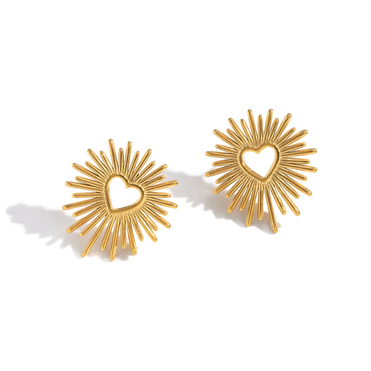 Wholesale Heartshaped Abstract Design Earrings Titanium Steel Stainless Steel Ear Needles Pvd Furnace Vacuum Real Gold Plating Girls - Image 5