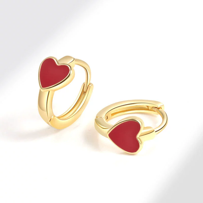 Wholesale Heartshaped Copper Earrings With Geometric Pattern And Electroplating Treatment For Female - Image 3