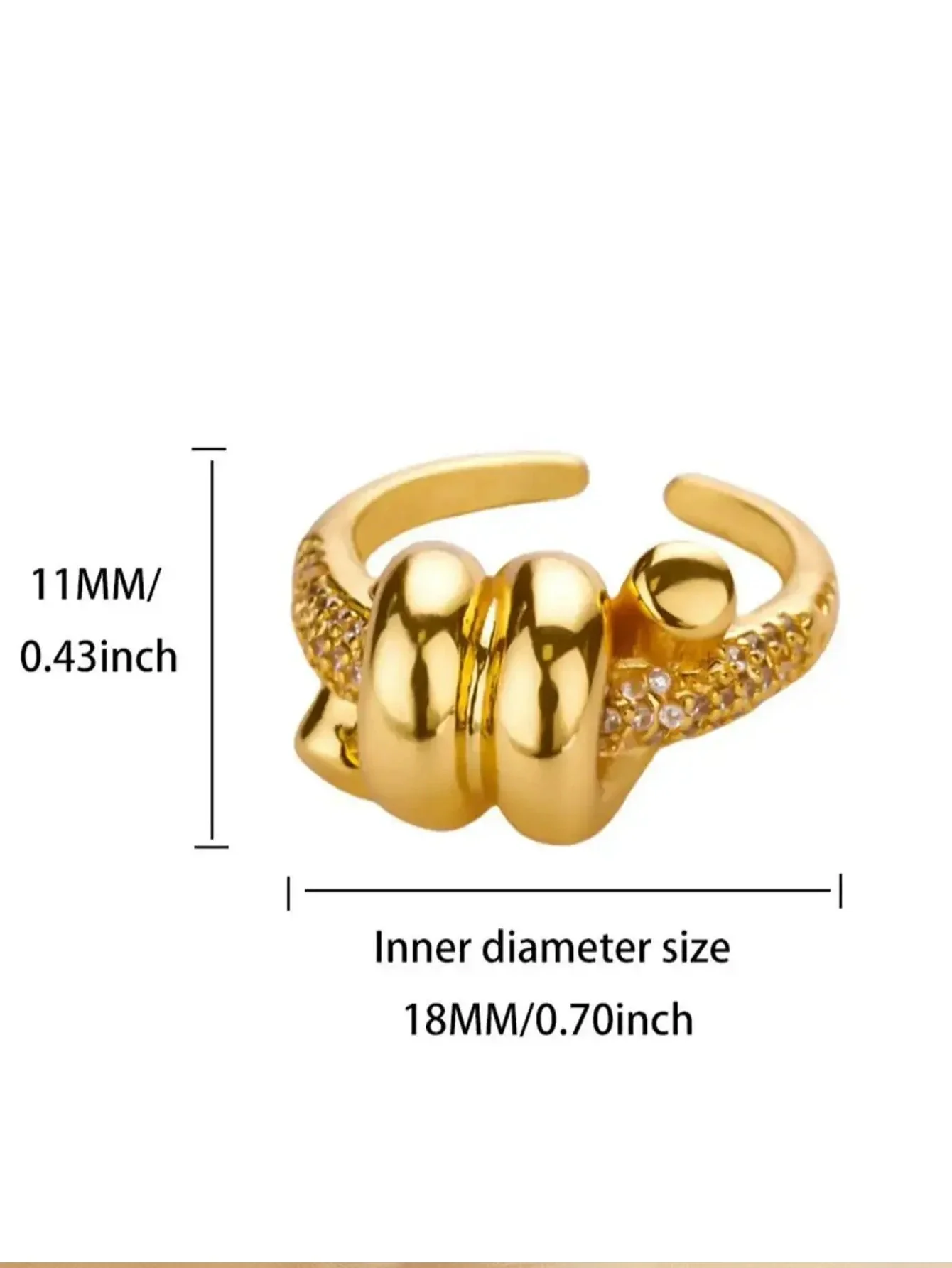Wholesale Heartshaped Copper Ring With Gold Inlay For Women Geometric Style - Image 7