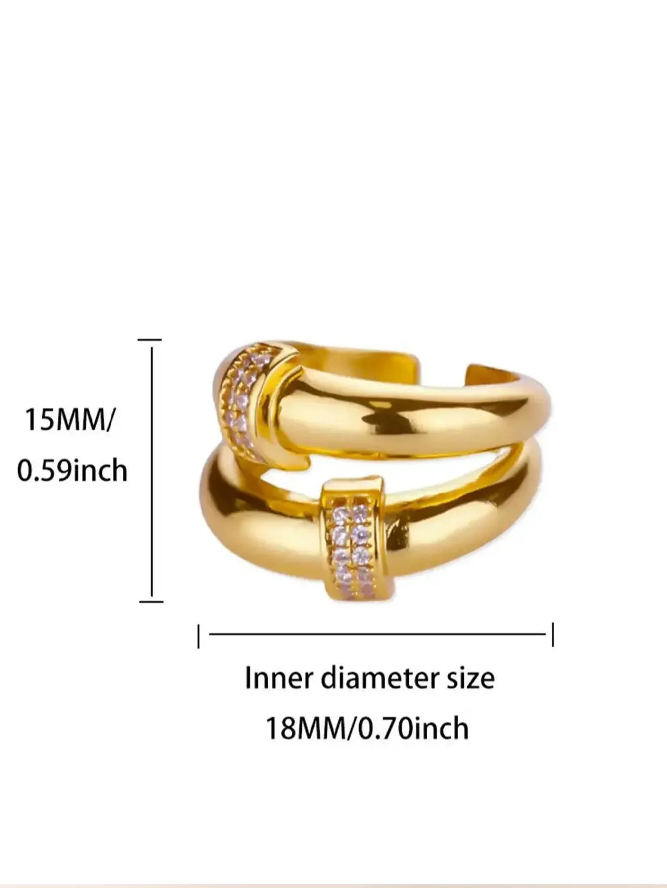 Wholesale Heartshaped Copper Ring With Gold Inlay For Women Geometric Style - Image 9