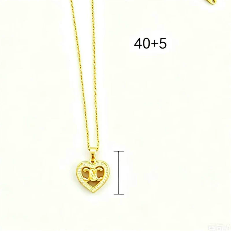 Wholesale Heartshaped Diamondstudded Rose Dragonfly Butterfly Pendant Necklace For Couples Copper Inlaid With Zircon 18K Real Gold Plated Titanium Steel Flash O Chain - Image 5
