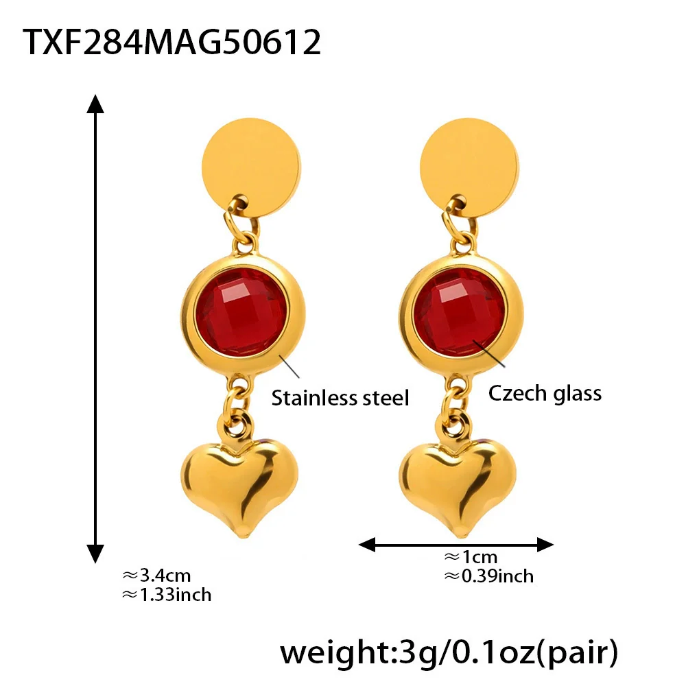 Wholesale Heartshaped Goldplated Stainless Steel And Czech Glass Ferris Wheel Super Flash Light Luxury Unisex Jewelry Set With Necklace And Hand Jewelry - Image 19