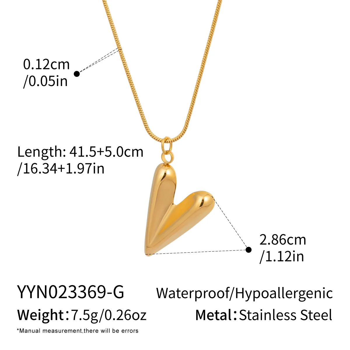 Wholesale Heartshaped Pendant Necklace For Women Stainless Steel 18K Real Gold Plated With Pvd Furnace Vacuum Real Gold Plating - Image 11