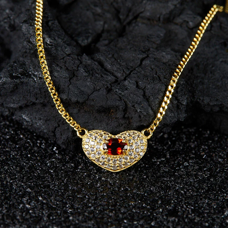 Wholesale Heartshaped Silver Jewelry Set With Gems Love Pendant Necklace For Women - Image 4