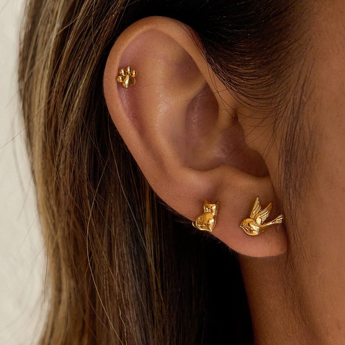 Wholesale Highend Electroplated Stainless Steel Animal And Zodiac Cat Claw Bird Earrings For Women