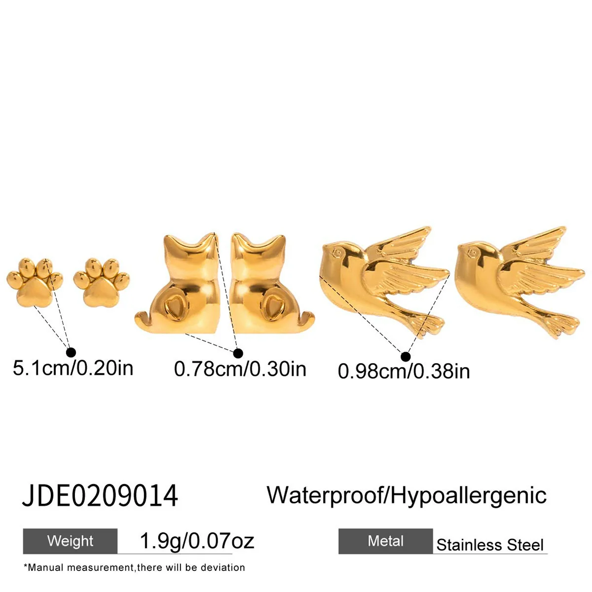 Wholesale Highend Electroplated Stainless Steel Animal And Zodiac Cat Claw Bird Earrings For Women - Image 6