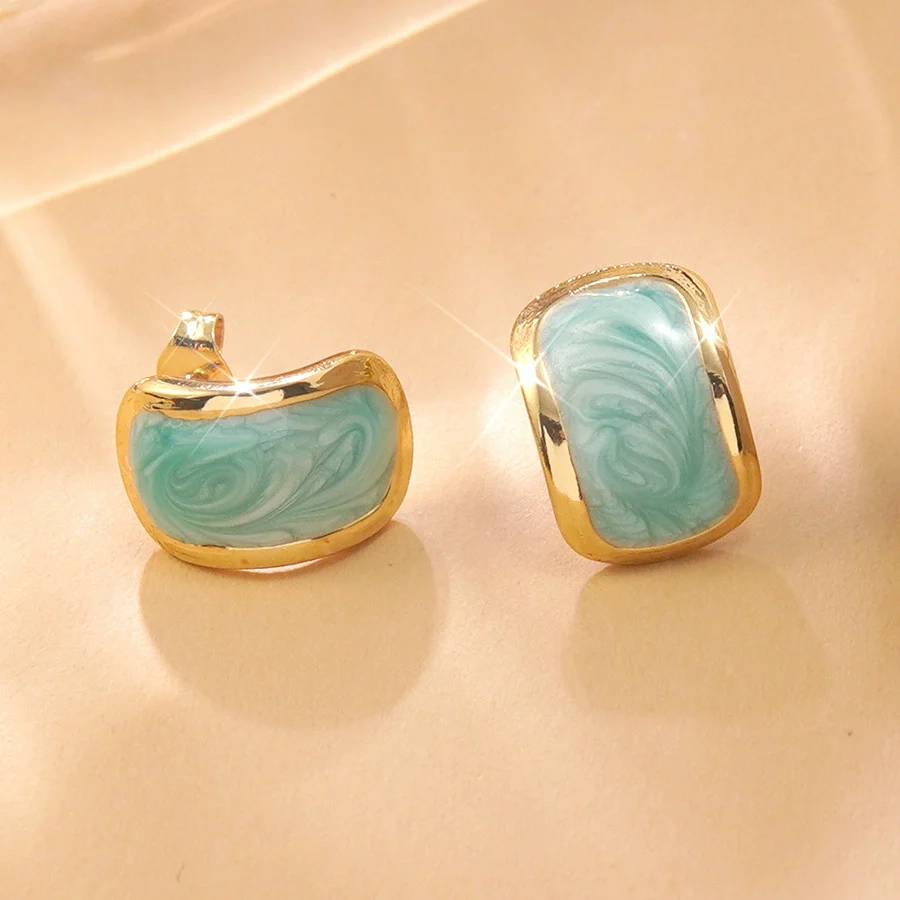 Wholesale Highend Geometric Stainless Steel Dripping Oil Earrings For Women - Image 4