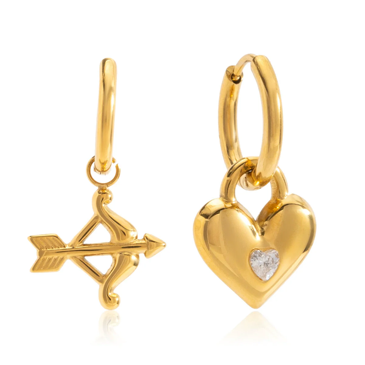 Wholesale Highend Minimalist Electroplated Heart Shape Stainless Steel Earrings For Women - Image 5