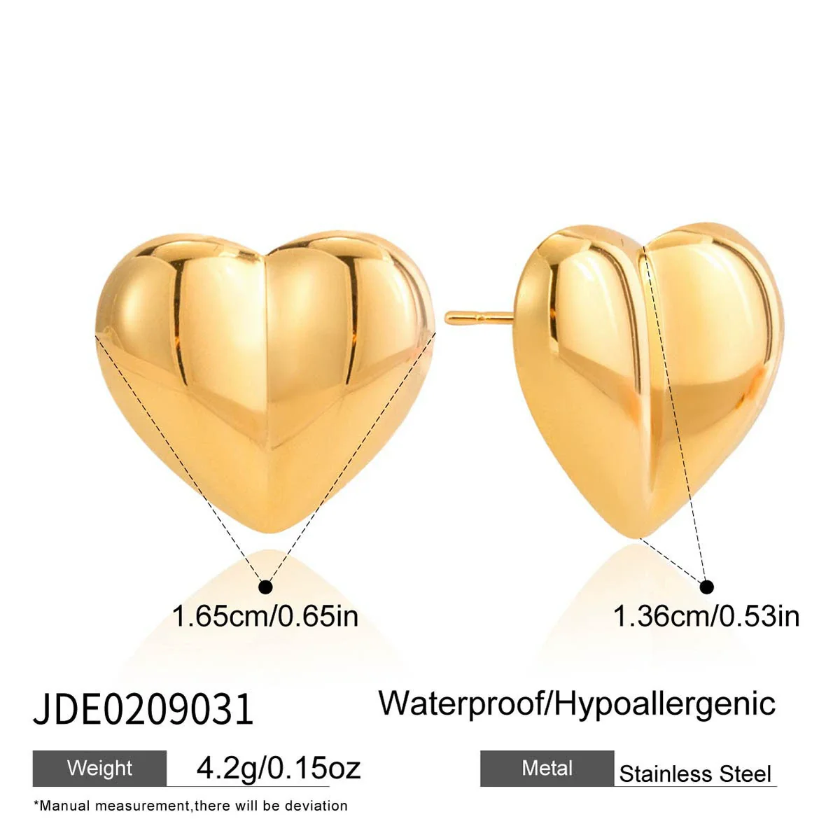 Wholesale Highend Minimalist Electroplated Stainless Steel Heart Shape Earrings For Women - Image 6