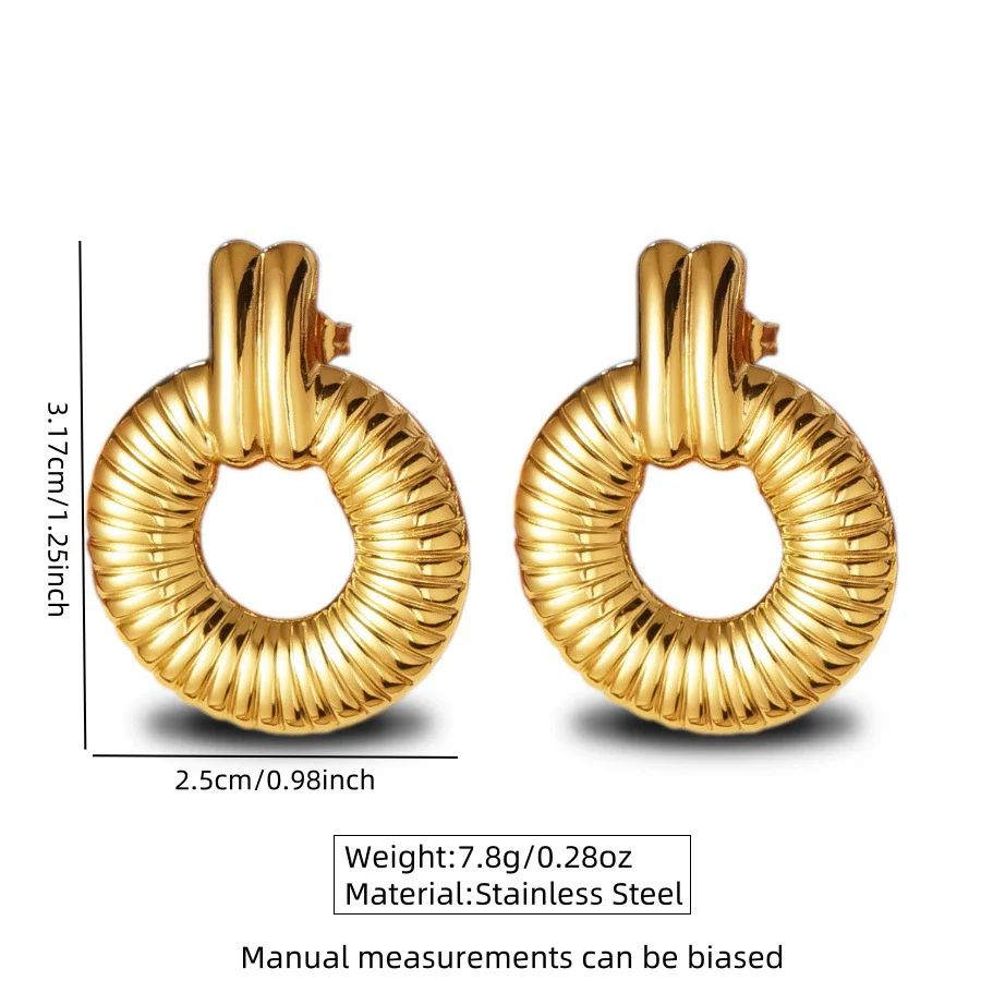 Wholesale Highend Stamped Geometric Stainless Steel Hoop Earrings For Women - Image 4