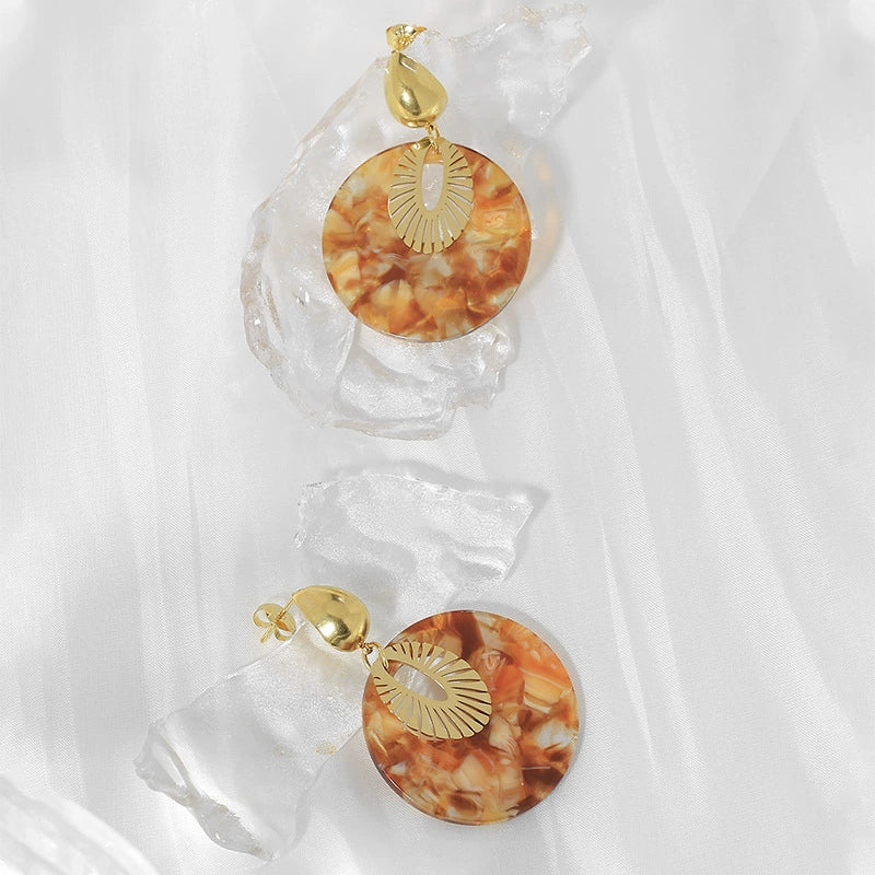 Wholesale Highgrade Women's Stainless Steel Goldplated Geometric Round Earrings For Autumn And Winter - Image 7