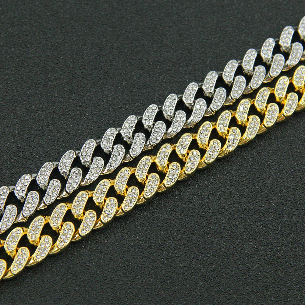 Wholesale Hip Hop Alloy Cuban Chain Necklace With Rhinestones And Geometric Design For Men - Image 3