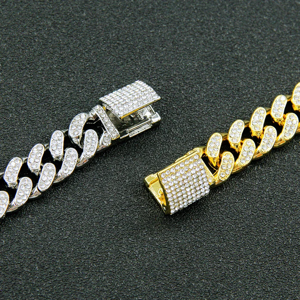 Wholesale Hip Hop Alloy Cuban Chain Necklace With Rhinestones And Geometric Design For Men - Image 4