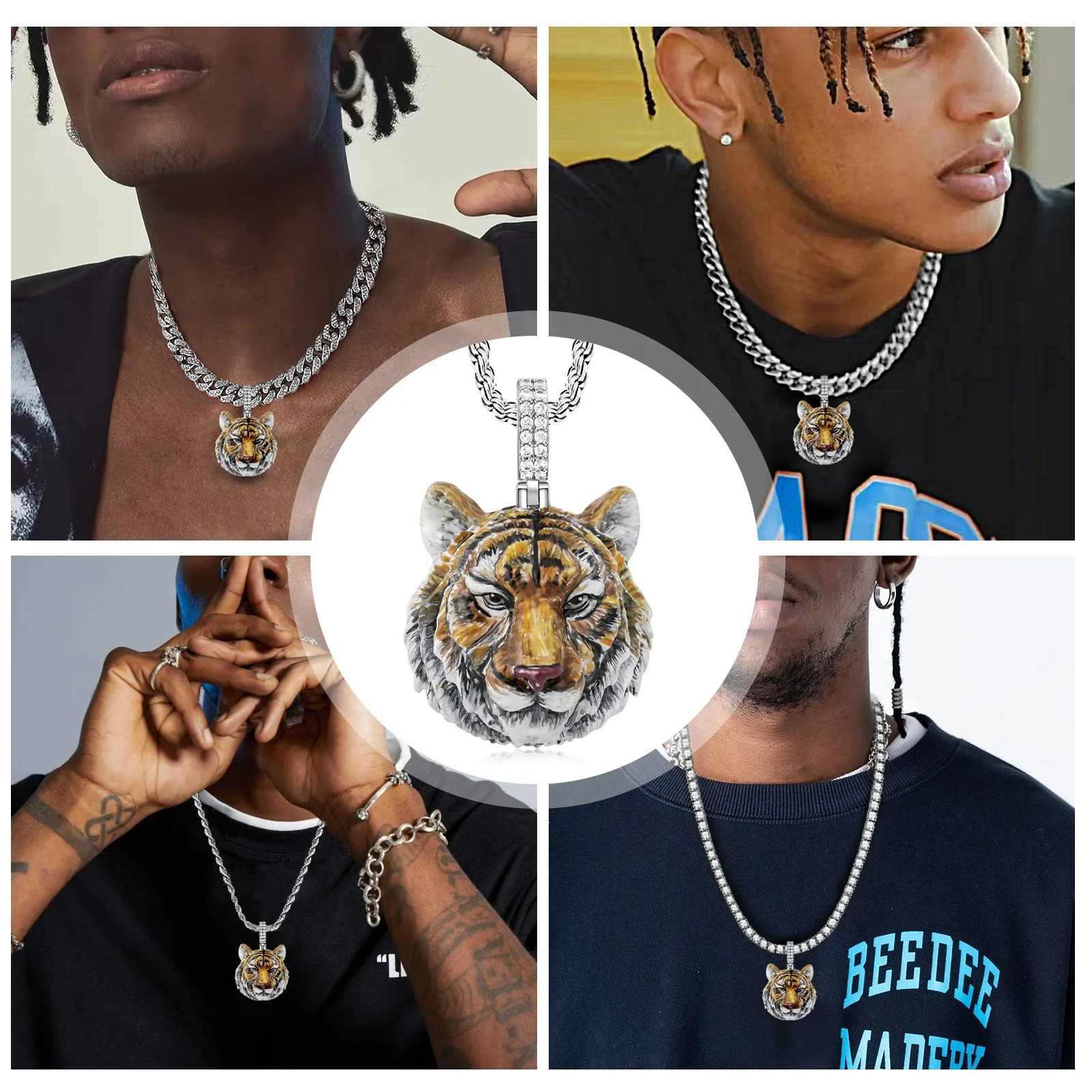 Wholesale Hip Hop Animal Pattern Copper Pendant Necklace With Dripping Oil Handmade - Image 4