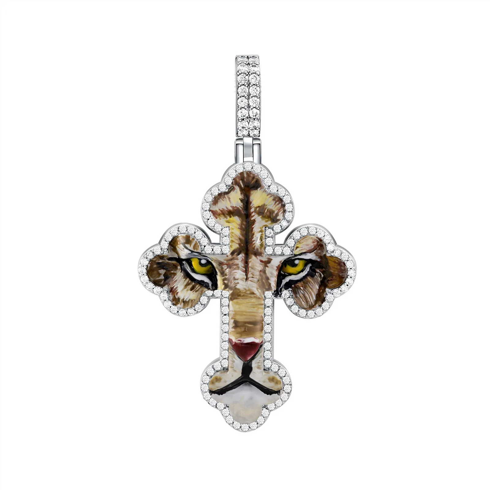 Wholesale Hip Hop Style Animal Zodiac Pattern Copper Cross Pendant Inlaid Zircon Men's Necklace - Image 3