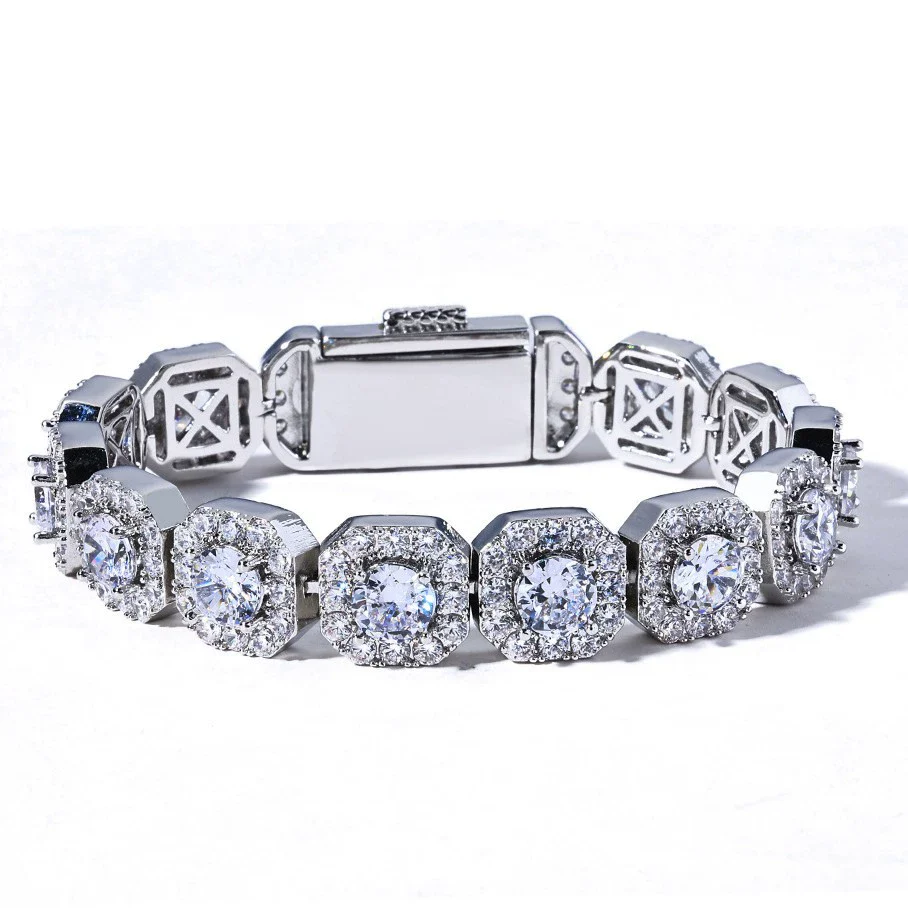 Wholesale Hip Hop Style Geometric Copper Zircon Inlaid Bracelet - Image 5