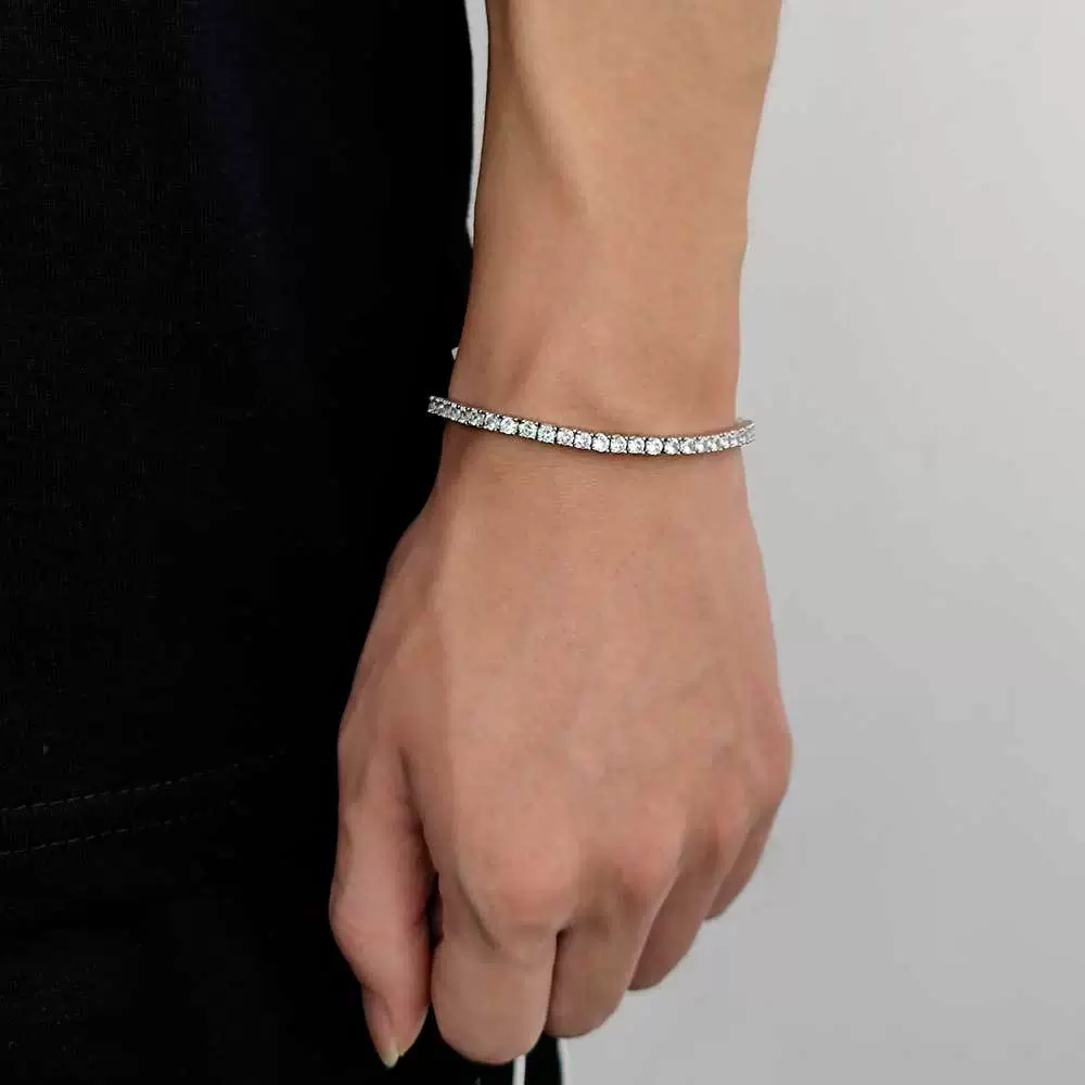 Wholesale Hip Hop Style Geometric Copper Zirconia Tennis Chain Bracelet Jewelry - Image 6