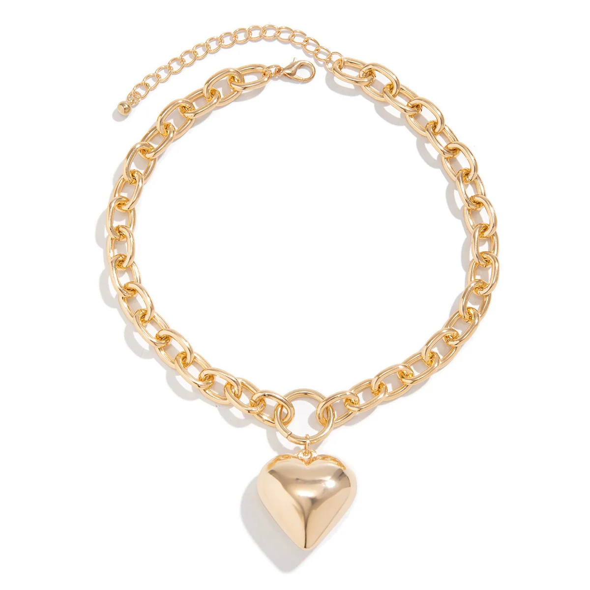 Wholesale Hip Hop Style Heart Shape Iron Chain Ccb Pendant Necklace With Electroplating Treatment - Image 5