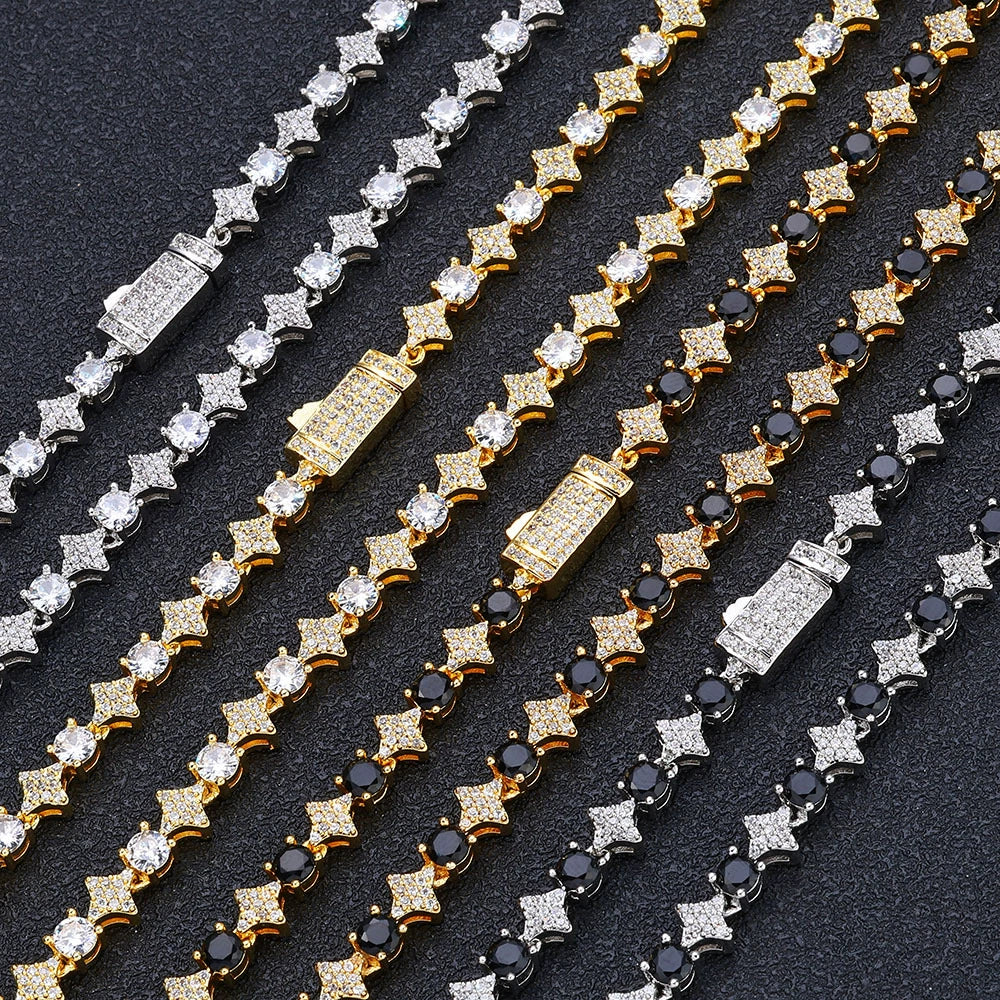 Wholesale Hip Hop Style Star Shaped Zircon Copper Men's Bracelet Jewelry - Image 3