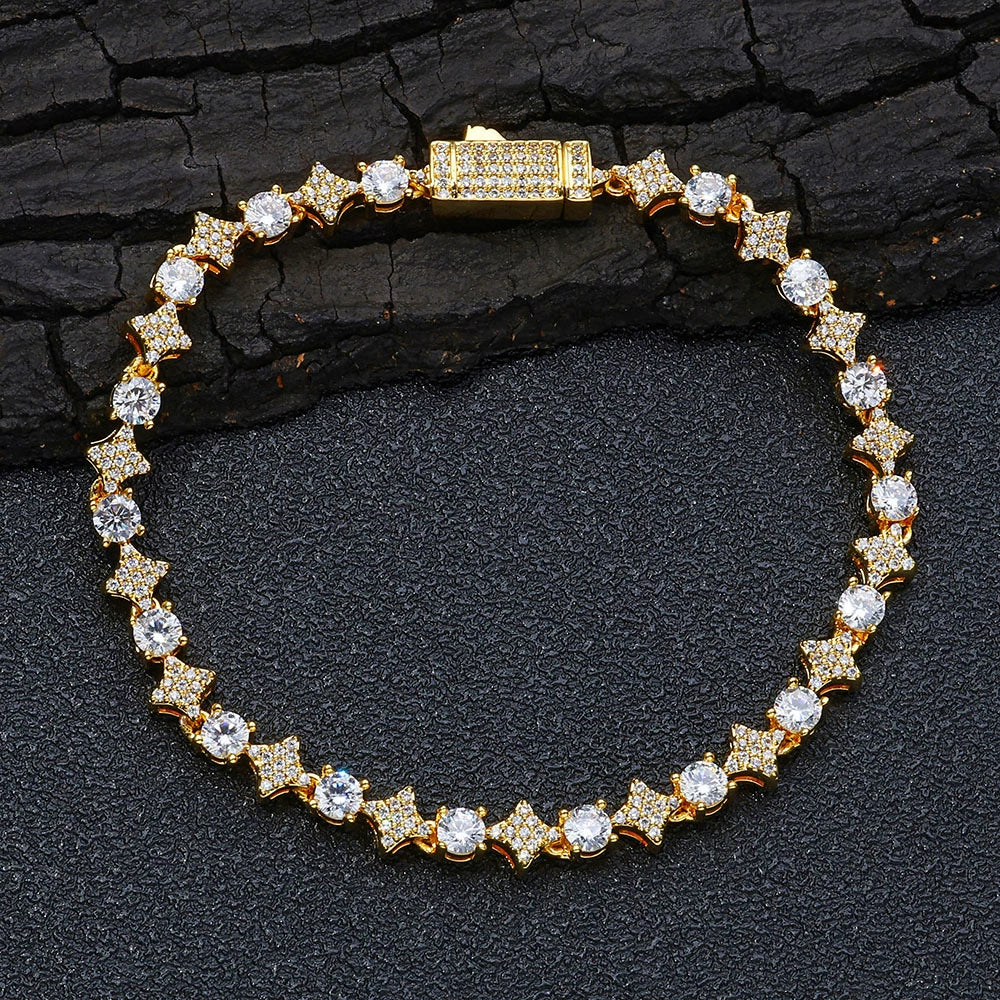 Wholesale Hip Hop Style Star Shaped Zircon Copper Men's Bracelet Jewelry - Image 6