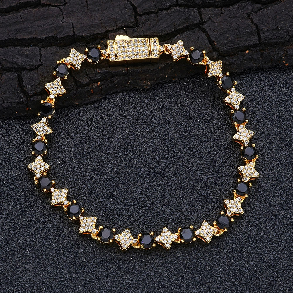 Wholesale Hip Hop Style Star Shaped Zircon Copper Men's Bracelet Jewelry - Image 7