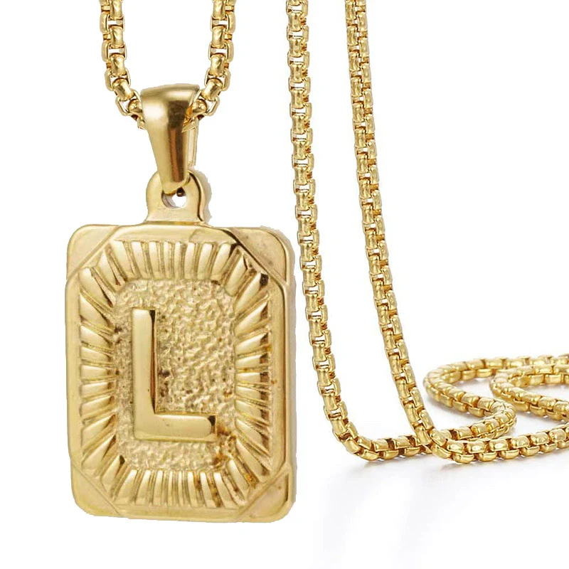 Wholesale Hip Hop 316L Stainless Steel Letter Pendant Necklace With Pearl Chain And Electroplating Treatment - Image 16