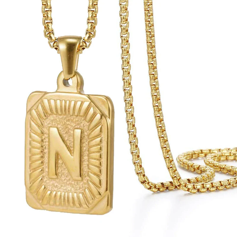 Wholesale Hip Hop 316L Stainless Steel Letter Pendant Necklace With Pearl Chain And Electroplating Treatment - Image 18