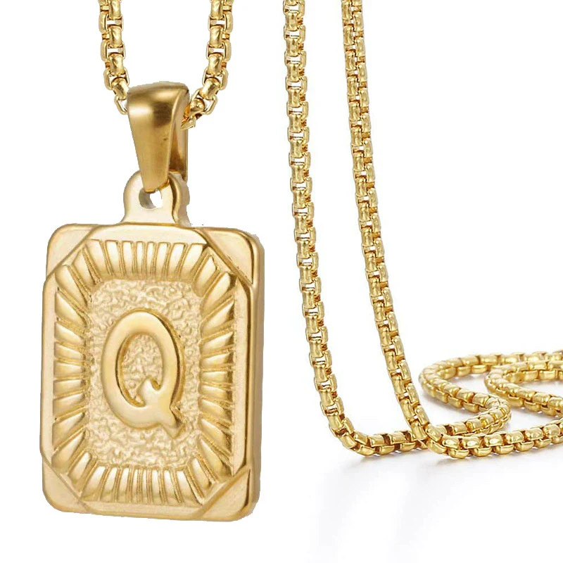 Wholesale Hip Hop 316L Stainless Steel Letter Pendant Necklace With Pearl Chain And Electroplating Treatment - Image 21